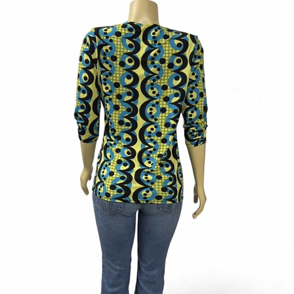 Bisou Bisou Blue and Green Abstract Top only top - Picture 8 of 15